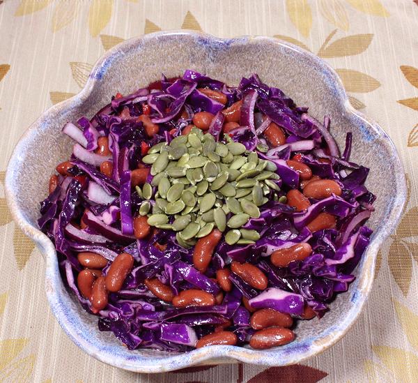 Dish of Red Cabbage Red Bean Salad