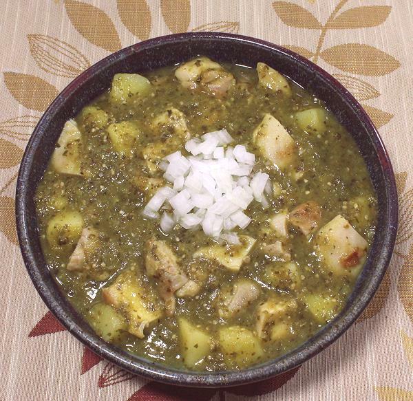 Dish of Chicken & Potato in Tomatillo Sauce