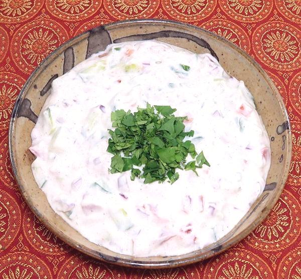 Bowl of Cuke Tomato Yogurt Salad