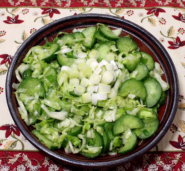 Dish of Cucumber Cabbage Salad