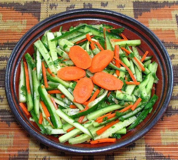 Bowl of Kachumbari Cucumber Salad