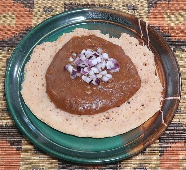 Dish of Shiro Wat on Injera