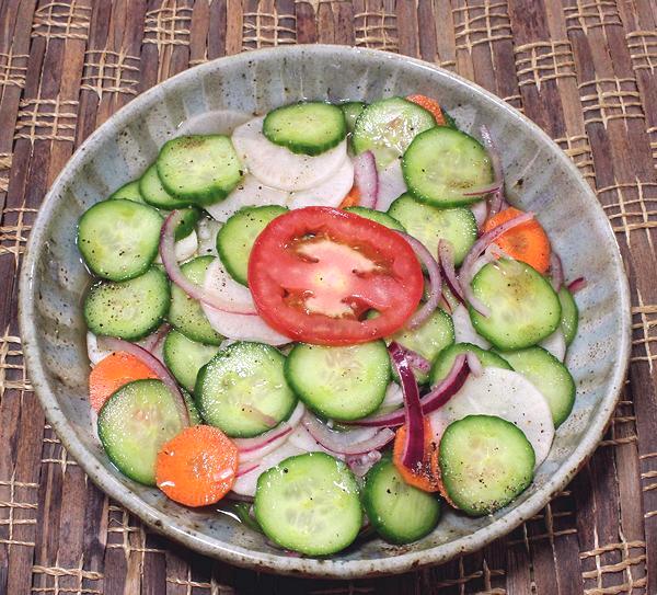 Dish of Cucumber Daikon Salad
