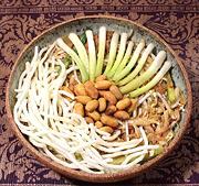 Bowl of Tart Salad with Peanut Dressing