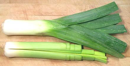 Leeks, as sold and prepared for cooking