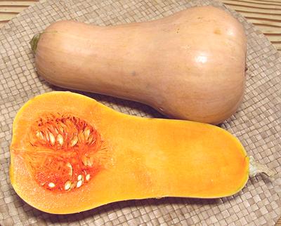 Whole and Cut Butternut Squash