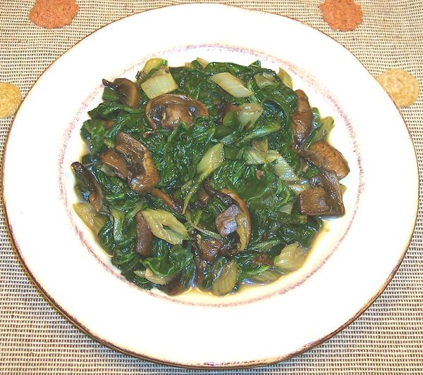 Dish of Chard with Mushrooms