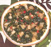 Dish of Turnip Greens with Turnips