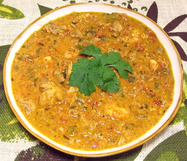 Dish of Chicken Stew with Shrimp