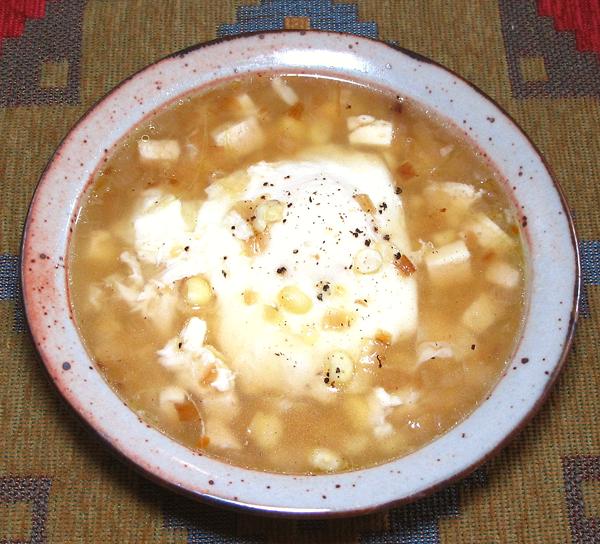 Bowl of Corn Soup with Eggs