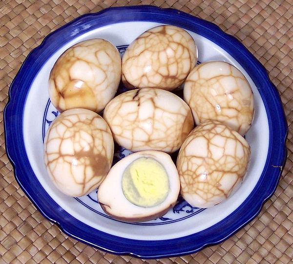 Dish of Tea Eggs, one cut