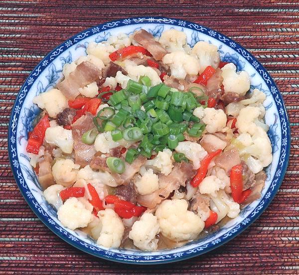 Dish of Pork Belly with Cauliflower