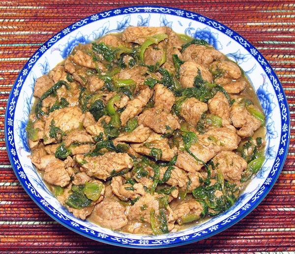 Dish of Pork with Mustard Greens