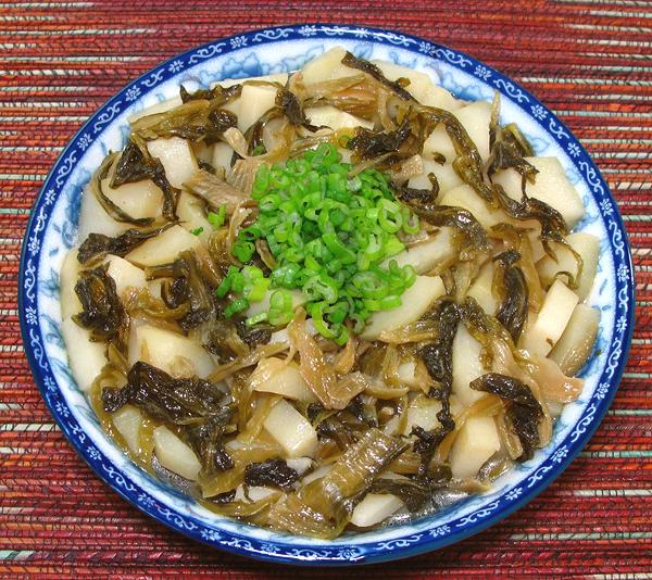 Dish of Potatoes with Shaoxing Greens