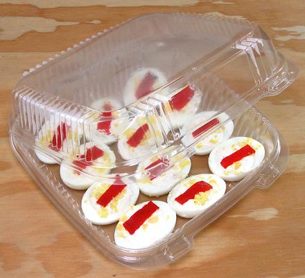 Clamshell Tray of Mushroom Stuffed Eggs