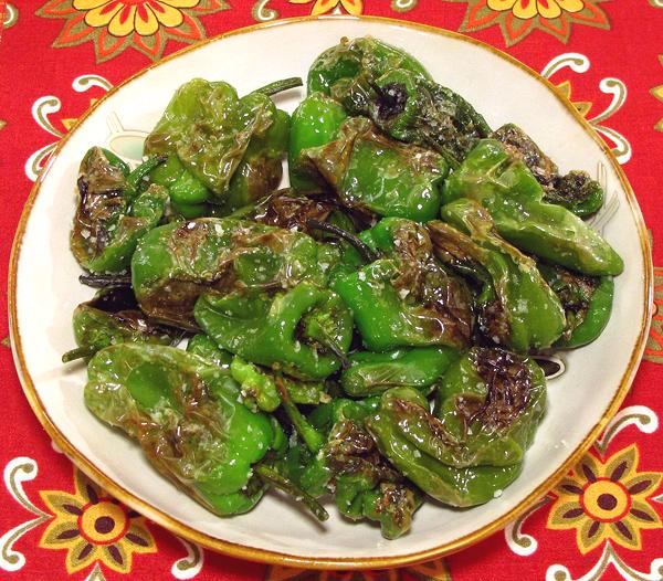 Dish of Fried Padron Peppers