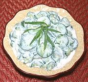 Dish of Cucumber Cream Salad