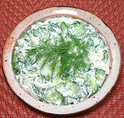 Dish of Cucumber Salad with Cream