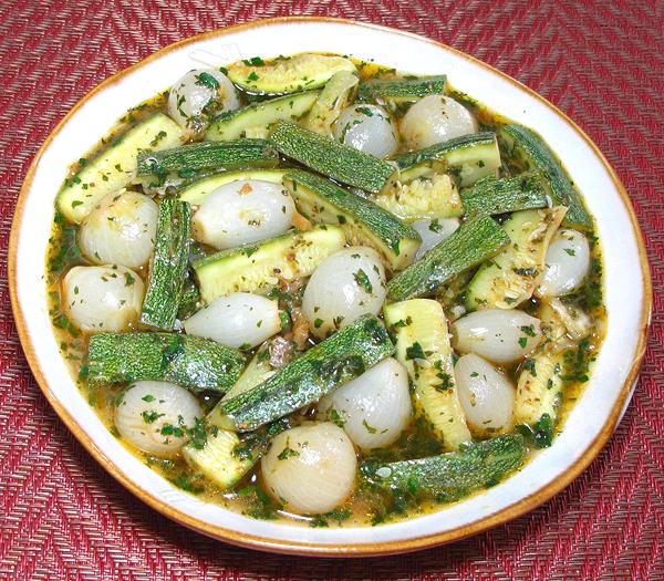 Dish of Zucchini with Tiny Onions