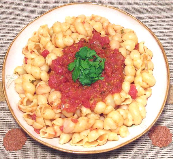 Dish of Pasta with Fresh Tomato Sauce