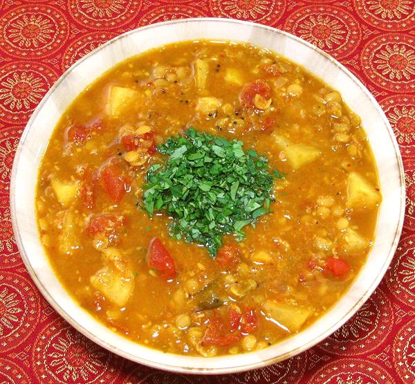 Bowl of Sambar with Fuzzy Melon