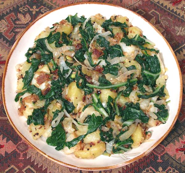 Dish of Potatoes & Spinach (or Chard)