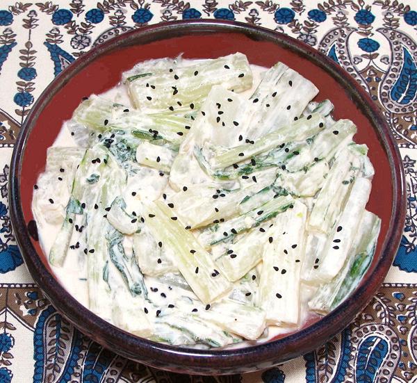 Bowl of Chard Stems with Tahini