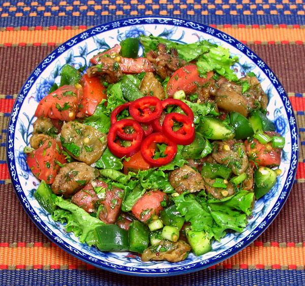 Bowl of Fried Eggplant Salad