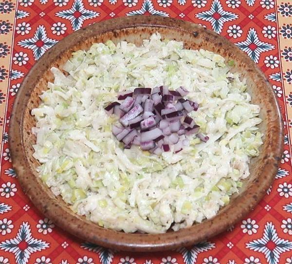 Dish of Leek & Apple Slaw