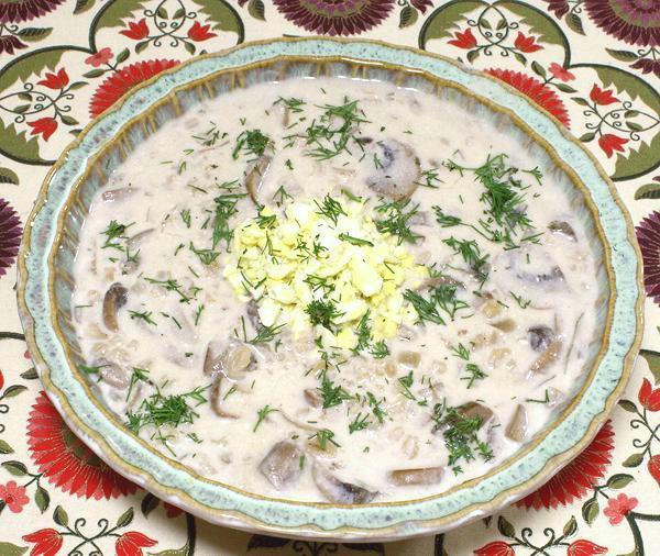 Bowl of Barley & Mushroom Soup