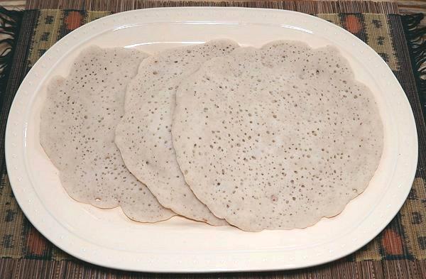 Platter with three Canjeero / Lahoh Breads