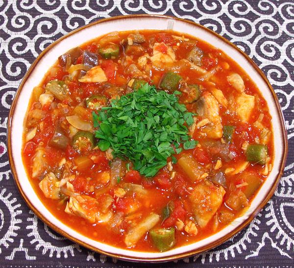 Bowl of Fish Stew w/Eggplant, Okra