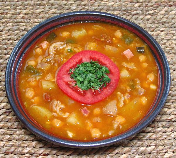 Bowl of Pig Foot and Chick Pea Soup