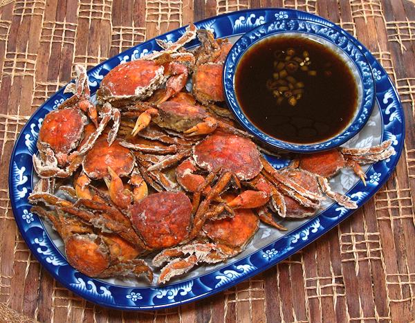 Plate of Crispy Tiny Crabs with Dip