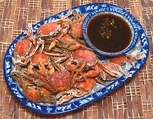 Plate of Tiny Crabs with Vinegar Dip