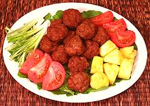 Platter of Pork Meatballs and Accompaniments