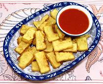 Dish of Deep Fried Shan Tofu with Dip