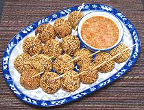 Platter of Curried Sweet Potato Balls with Dip