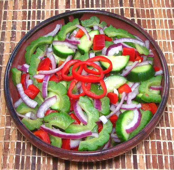 Dish of Ampalaya & Cucumber Salad