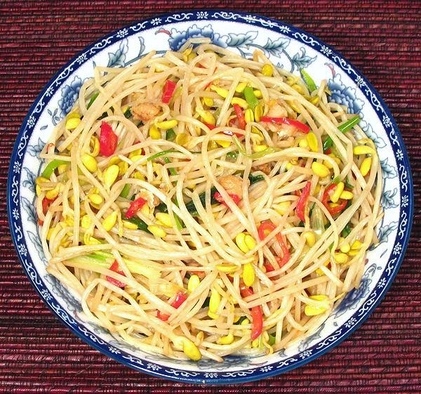 Dish of Bean Sprout Salad with Salt Fish