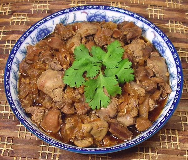 Dish of Chicken Gizzard & Liver Adobo