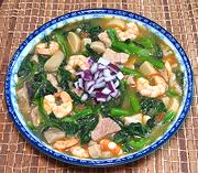 Dish of Malabar Spinach with Pork & Shrimp