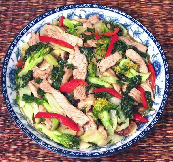 Dish of Pork and Choy & Mushrooms