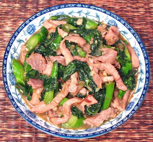 Dish of Pork & Chinese Broccoli