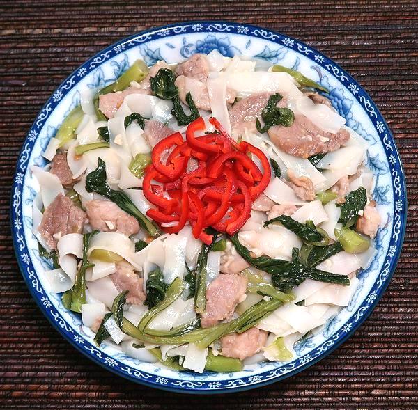 Dish of Pork with Choy and Rice Noodles