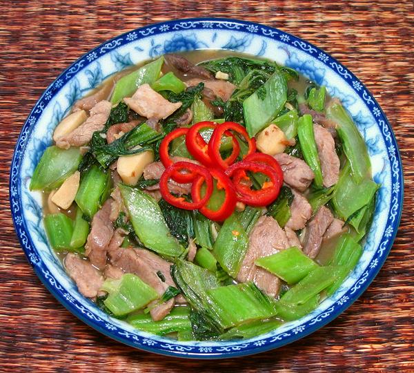 Dish of Pork with Mustard Greens