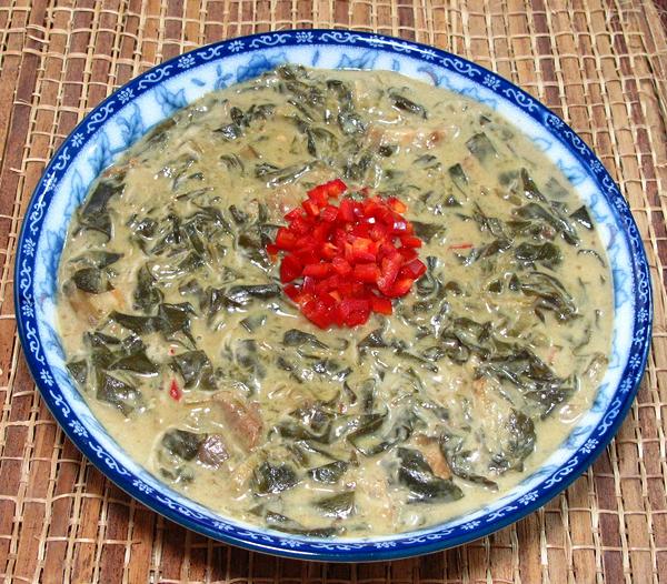 Dish of Taro Leaves in Coconut Milk