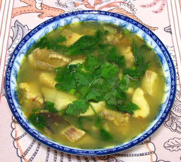 Bowl of Fish Soup with Aromatics