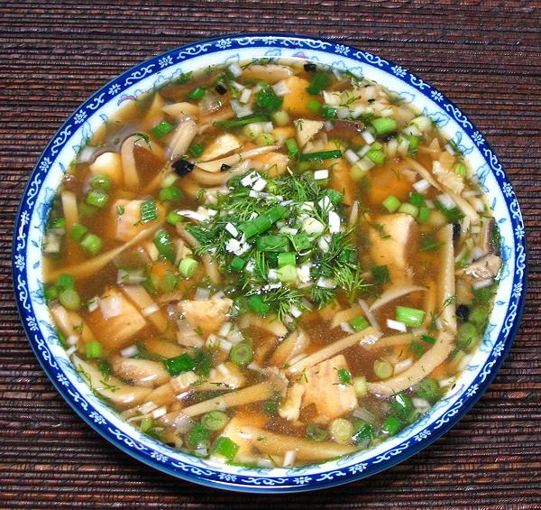 Bowl of Fish Soup with Roasted Herbs