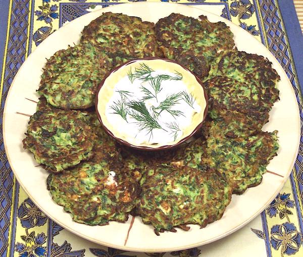 Dish of Zucchini Patties with White Cheese